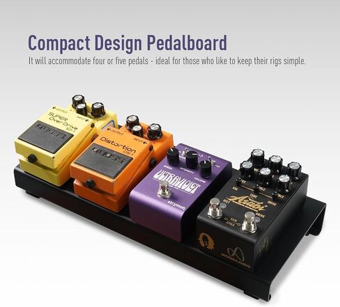 Mini Guitar Pedal Board 14" Guitar Effects Compact Small Pedalboard with Pedals Mountain Tape, Cable Tie & Patch Cables, Black 14.1"x 5.5"x 1.2" in Saudi Arabia