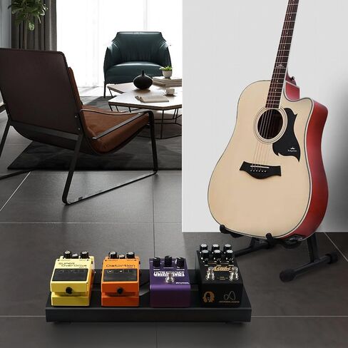 Mini Guitar Pedal Board 14" Guitar Effects Compact Small Pedalboard with Pedals Mountain Tape, Cable Tie & Patch Cables, Black 14.1"x 5.5"x 1.2" in Saudi Arabia