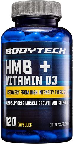 BODYTECH HMB + فيتامين د3 - ​​يدعم نمو العضلات وقوتها (360 كبسولة نباتية) in Kuwait