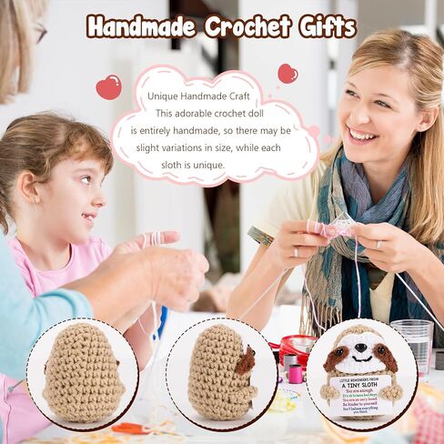 MBL Crochet Sloth Positive Gifts - Handmade Emotional Uplifting Support Cheer Up Knitted Sloth for Women Men Birthday Christmas Graduation Stocking Stuffers White Elephant, Small Pickle Potato Sloth in Saudi Arabia