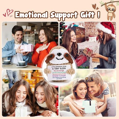 MBL Crochet Sloth Positive Gifts - Handmade Emotional Uplifting Support Cheer Up Knitted Sloth for Women Men Birthday Christmas Graduation Stocking Stuffers White Elephant, Small Pickle Potato Sloth in Saudi Arabia
