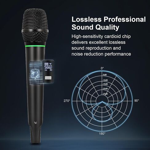نظام ميكروفونات لاسلكية بـ 4 قنوات مع جهاز إرسال Bodypack، ميكروفونات Lavalier Lapel، ترددات قابلة للتعديل 4x34، نطاق 275 قدمًا للكاريوكي، والغناء، والكنيسة، والحفلات، وتسجيل خلاط مكبر الصوت PA in Kuwait