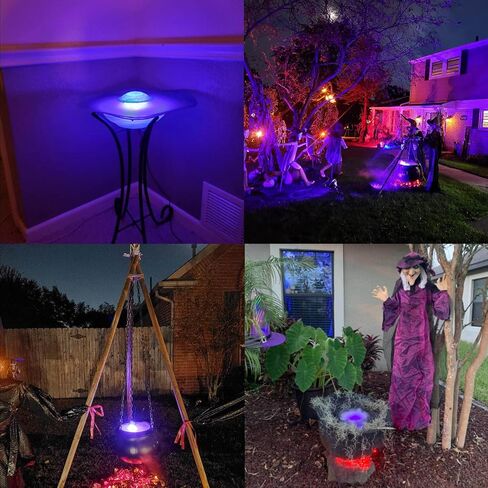 Large Witches Cauldron on Tripod with Mist Maker Fogger, Halloween Decorations Outdoor, 12 LED Halloween Mist Maker, Black Candy Bucket Decoration for Home Porch Outside in Saudi Arabia