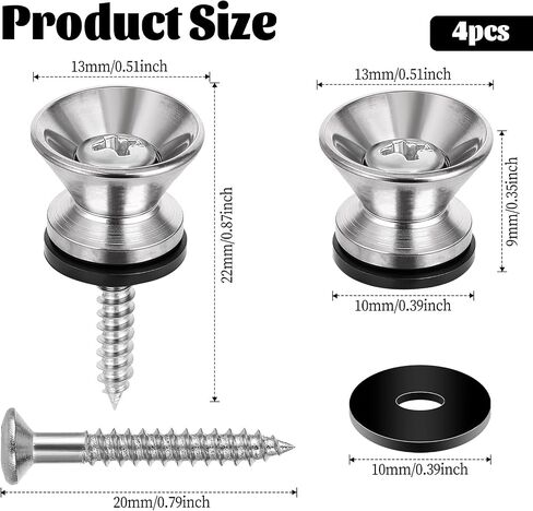 Giantree 4 Pcs Guitar Strap Buttons, Guitar Strap Lock Buttons Security Lock Metal Guitar Strap End Pins With Mounting Screws in Saudi Arabia