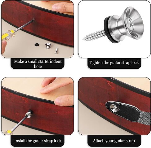Giantree 4 Pcs Guitar Strap Buttons, Guitar Strap Lock Buttons Security Lock Metal Guitar Strap End Pins With Mounting Screws in Saudi Arabia