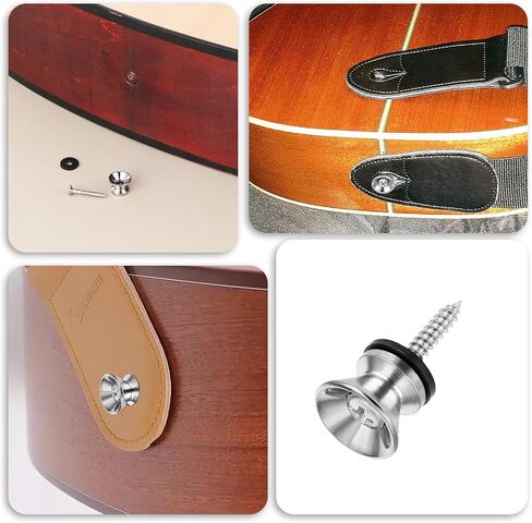 Giantree 4 Pcs Guitar Strap Buttons, Guitar Strap Lock Buttons Security Lock Metal Guitar Strap End Pins With Mounting Screws in Saudi Arabia