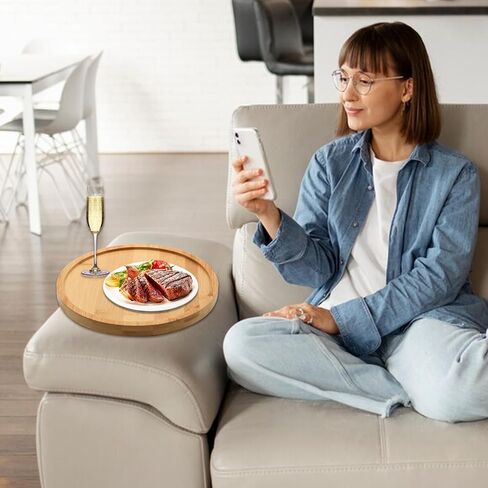 Sofa Arm Tray Table Clip-Bamboo Sofa Clip Side Table-Wide Sofa Arm Table-Flexible and Foldable-Ideal for Cell Phones,Cups,Fruits or Snacks-Thoughtful Gifts (Rectangular) in Saudi Arabia