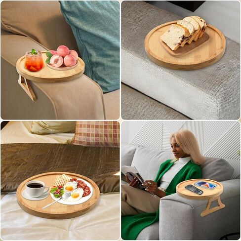 Sofa Arm Tray Table Clip-Bamboo Sofa Clip Side Table-Wide Sofa Arm Table-Flexible and Foldable-Ideal for Cell Phones,Cups,Fruits or Snacks-Thoughtful Gifts (Rectangular) in Saudi Arabia