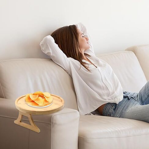 Sofa Arm Tray Table Clip-Bamboo Sofa Clip Side Table-Wide Sofa Arm Table-Flexible and Foldable-Ideal for Cell Phones,Cups,Fruits or Snacks-Thoughtful Gifts (Rectangular) in Saudi Arabia