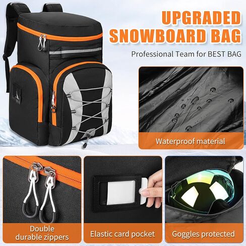 حقيبة ظهر لأحذية التزلج سعة 55 لتر من جيليندو: حقيبة ظهر كبيرة للتزلج على الجليد وحزمة متعددة المقصورات - حقيبة ظهر لأحذية التزلج مقاومة للماء، أزرق داكن (SBSQ01NVBL) in Kuwait