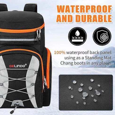 حقيبة ظهر لأحذية التزلج سعة 55 لتر من جيليندو: حقيبة ظهر كبيرة للتزلج على الجليد وحزمة متعددة المقصورات - حقيبة ظهر لأحذية التزلج مقاومة للماء، أزرق داكن (SBSQ01NVBL) in Kuwait