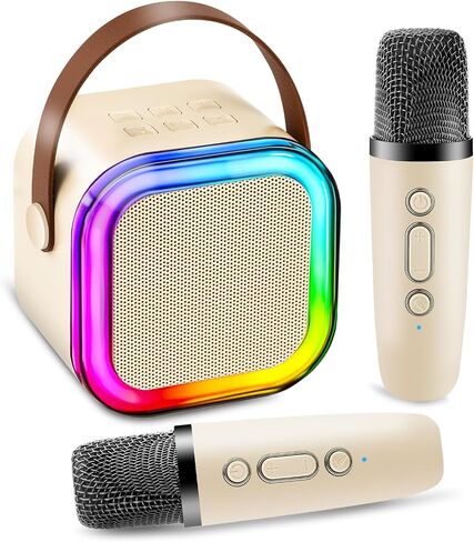 Karaoke Machine for Kids Adults,Portable Mini Singing Bluetooth Karaoke Speaker with 2 Wireless Microphones,Birthday Gifts Party for Boys Teen Girls Ages 3-12+ Year Old(Pink) in Saudi Arabia