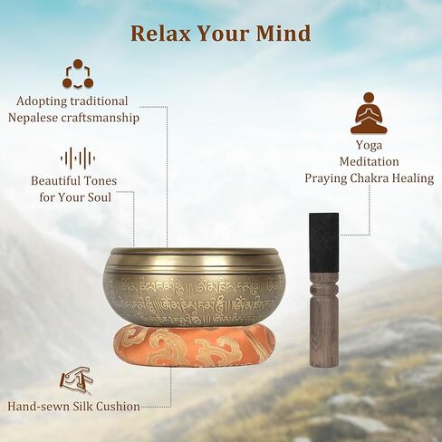 Tibetan 3Pcs Singing Bowls Set 100% Handmade in Nepal for Meditation and Yoga, Inner Peace and Calm, Sound and Vibration Therapy ，Healing Gift in Kuwait