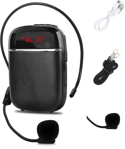 Portable Bluetooth Voice Amplifier, Wired Rechargeable Mini Speaker with Microphone, Suitable for Teachers, Tour Guides, Coaches, Etc. (Black) in Saudi Arabia