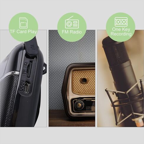 Portable Bluetooth Voice Amplifier, Wired Rechargeable Mini Speaker with Microphone, Suitable for Teachers, Tour Guides, Coaches, Etc. (Black) in Saudi Arabia