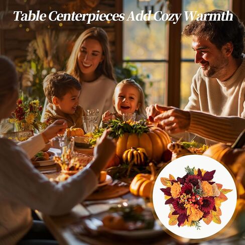 BLOSMON Fall Flowers Artificial for Decoration: 2 Pcs Fake Sunflower Maple Leaf Flower Balls for Table Centerpieces - Faux Autumn Floral Arrangements for Home Thanksgiving Decor in Saudi Arabia
