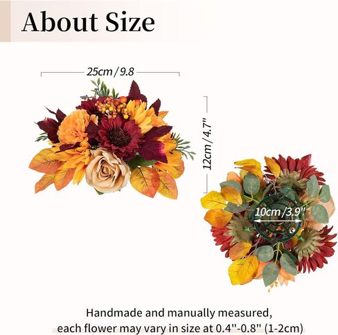 BLOSMON Fall Flowers Artificial for Decoration: 2 Pcs Fake Sunflower Maple Leaf Flower Balls for Table Centerpieces - Faux Autumn Floral Arrangements for Home Thanksgiving Decor in Saudi Arabia
