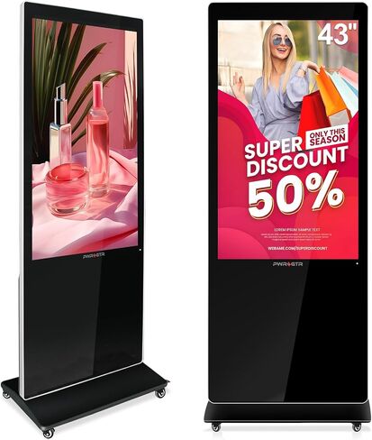 43 Inch Digital Signage, Full HD IPS Touchscreen Interactive Kiosk Indoor Advertising Display Floor Standing Android 11.0 LCD Totem with 580 Nits High Brightness, 2+32GB in Saudi Arabia