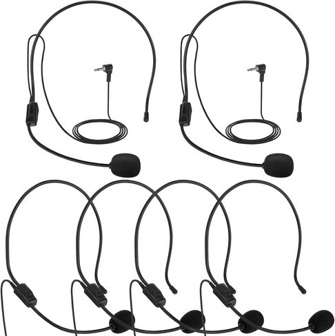 6 قطع من ميكروفون سماعة الرأس للهالوين، ميكروفون سلكي، ملحقات أزياء المغني المحمولة، سماعة رأس لمكبر الصوت، ومعلمي الدليل السياحي، ومكبرات الصوت، والمدربين، والعروض التقديمية، باللون الأسود in Kuwait