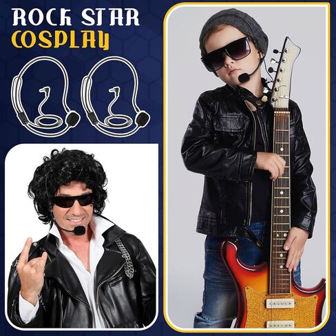 6 قطع من ميكروفون سماعة الرأس للهالوين، ميكروفون سلكي، ملحقات أزياء المغني المحمولة، سماعة رأس لمكبر الصوت، ومعلمي الدليل السياحي، ومكبرات الصوت، والمدربين، والعروض التقديمية، باللون الأسود in Kuwait