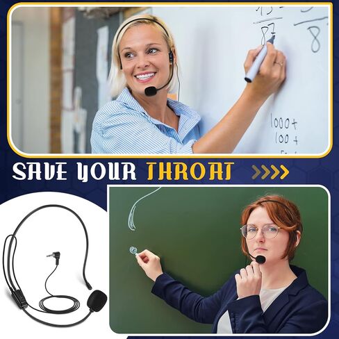 6 قطع من ميكروفون سماعة الرأس للهالوين، ميكروفون سلكي، ملحقات أزياء المغني المحمولة، سماعة رأس لمكبر الصوت، ومعلمي الدليل السياحي، ومكبرات الصوت، والمدربين، والعروض التقديمية، باللون الأسود in Kuwait