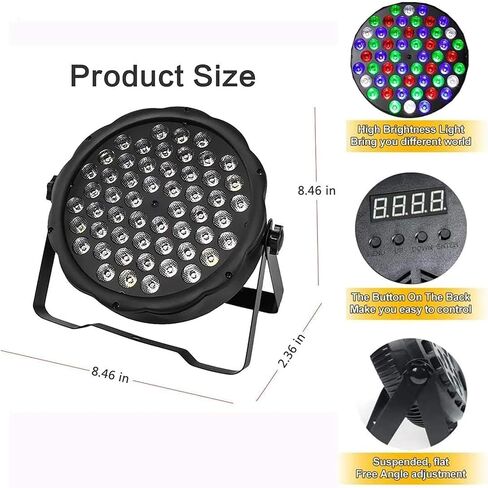 SHEHDS LED GlamoPar Lighting, 7x12w Stage Light, RGBLAC 6in1 Color Mixing, Strobe Effect, Intelligent Start Stop, Temperature Control, DMX Contorl Sound Activated for Mini Concert, Home, School in Saudi Arabia