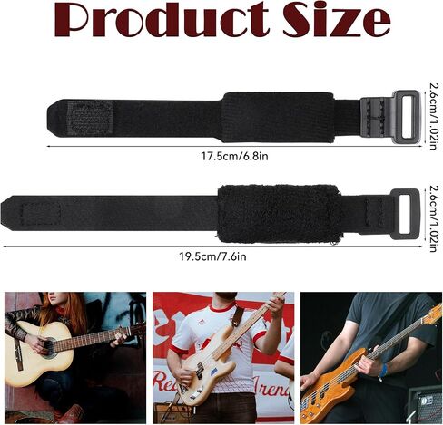 2 PCS Guitar String Mute Dampener Black Guitar Mute Guitar String Cover Tape Adjustable Bass Mute Fingerboard Mute Straps Guitar Neck Mute Belt Musical Instrument Accessories in Saudi Arabia