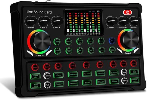 جهاز مزج الصوت Dj Interface Sound Board 48V XLR لأجهزة الكمبيوتر الشخصية والهواتف الكاريوكي ستوديو تسجيل البث المباشر للبودكاست in Kuwait