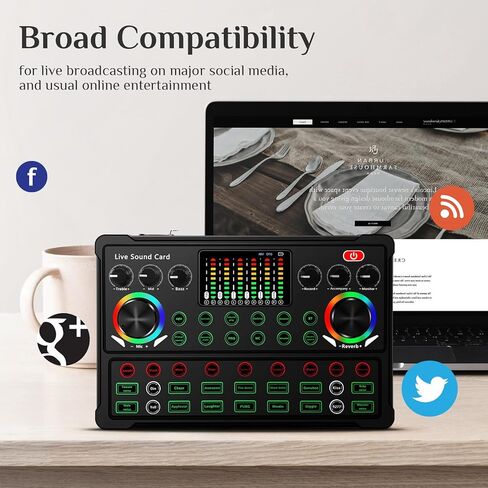 جهاز مزج الصوت Dj Interface Sound Board 48V XLR لأجهزة الكمبيوتر الشخصية والهواتف الكاريوكي ستوديو تسجيل البث المباشر للبودكاست in Kuwait