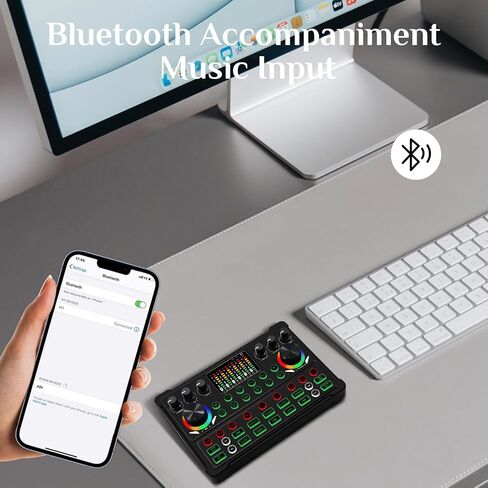 جهاز مزج الصوت Dj Interface Sound Board 48V XLR لأجهزة الكمبيوتر الشخصية والهواتف الكاريوكي ستوديو تسجيل البث المباشر للبودكاست in Kuwait