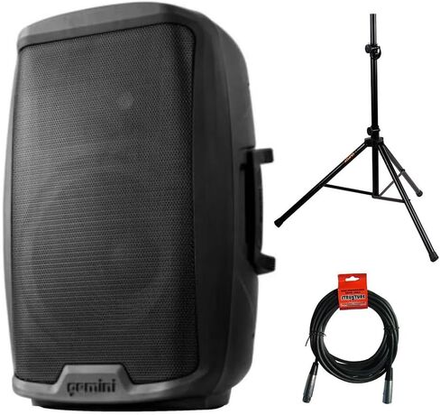 Gemini Sound AS-2115BT Active 15 "مكبر صوت 2000 وات DJ مراقب نظام مكبرات صوت PA مضخم مع حزمة بلوتوث مع حامل مكبر صوت فولاذي Auray SS-4420 وكابل XLR in Kuwait