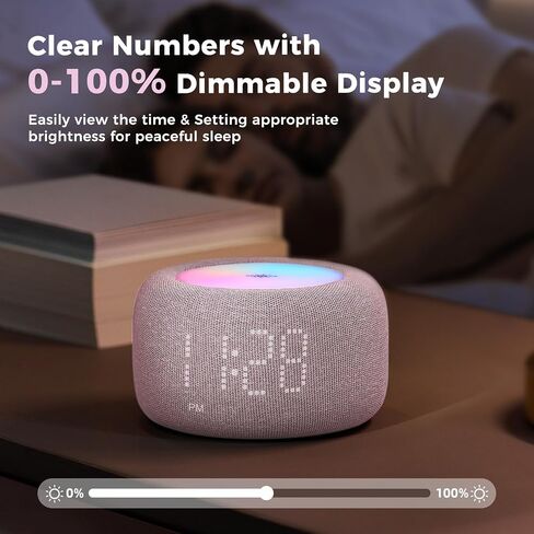 Dual Alarm Clock for Bedrooms: 10 Color Night Light - 8 Alarm Sound with Snooze - Digital Dimmable Alarm Clock for Kids - Grey in Saudi Arabia