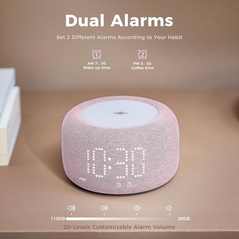 Dual Alarm Clock for Bedrooms: 10 Color Night Light - 8 Alarm Sound with Snooze - Digital Dimmable Alarm Clock for Kids - Grey in Saudi Arabia