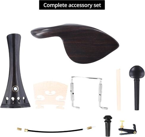 QWORK 15Pcs 4/4-3/4 Size Violin Fiddle Accessories Kit - Ebony Wood - Tailpiece, Tuning Pegs, Chin Rest, Endpin, Tail Gut, Fine Tuners, Chin Rest Clamp - Violin Parts & Accessories in Saudi Arabia