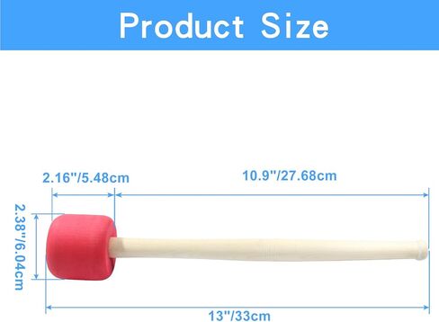 2 حزمة طبل مطرقة من الصوف ورأى طبل عصا 13 بوصة طبل مطرقة طبل عصا مضادة للانزلاق باس قرع العصي للطبول كمين الطبول، البيج in Kuwait