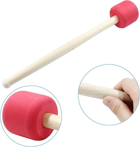 2 حزمة طبل مطرقة من الصوف ورأى طبل عصا 13 بوصة طبل مطرقة طبل عصا مضادة للانزلاق باس قرع العصي للطبول كمين الطبول، البيج in Kuwait