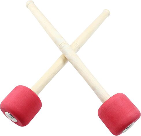 2 حزمة طبل مطرقة من الصوف ورأى طبل عصا 13 بوصة طبل مطرقة طبل عصا مضادة للانزلاق باس قرع العصي للطبول كمين الطبول، البيج in Kuwait