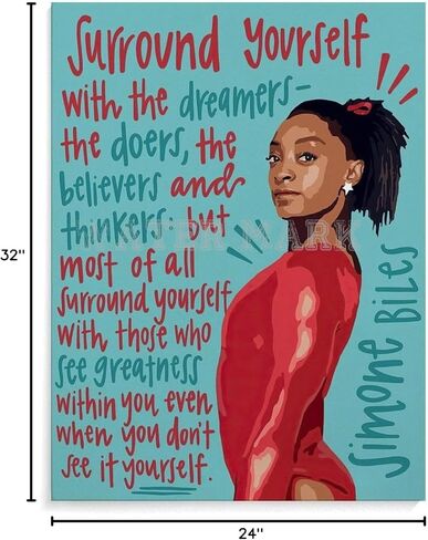 Simone Biles Poster Black Girl Magic USA Gymnastics Girl Power Inspirational Simone Biles Quotes Canvas Painting Posters And Prints Wall Art Pictures for Living Room Bedroom Decor 12x16inch(30x40cm) in Saudi Arabia