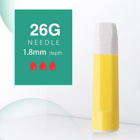 Safety Lancets, Sterile, Pressure Activated Activation, 21 Gauge Needle, 1.8 mm, 100 Count, Single-Use, Gentle for Comfortable Testing in Saudi Arabia