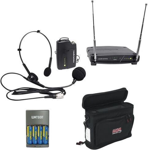 نظام Audio-Technica ATW-901A/H System 9 VHF اللاسلكي Unipak مع ميكروفون PRO 8HEcW، وحزمة الهاتف المحمول GM-1W ومجموعة شاحن سريع لمدة 4 ساعات in Saudi Arabia