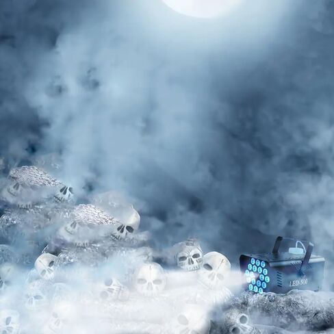 آلات الضباب مع 18 مصباح LED، آلة دخان مع 16 لونًا من تأثيرات الإضاءة القوية آلة دخان حفلات الهالوين، مع جهاز تحكم عن بعد لاسلكي سلكي، مناسبة للمهرجانات وحفلات الزفاف ومسرح دي جي. in Kuwait