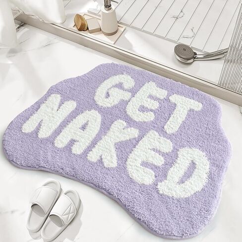Get Naked Bath Mat, Cute Bathroom Rug for Bathroom Mat, rregular Non Slip Shower Floor MatUltra Soft Mat Funny Bathroom Decor (Black) in Saudi Arabia
