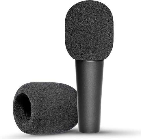 8Pcs Microphone Foam Covers Black Thick Handheld Stage Microphone Windscreen Reusable Mic Covers for Microphones High Density Pop Filter for Microphone Foam in Saudi Arabia