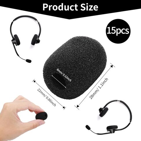 Thinp 15 Pcs Mini Microphone Covers Foam,Microphone Windscreen Microphone Cover Headset Microphone Covers High Density Foam Mic Covers for Microphones of Lavalier and Lapel Headset Mic Noise Reduction in Saudi Arabia