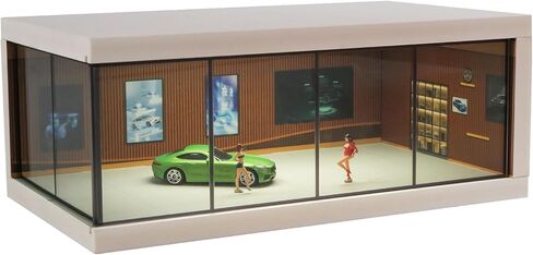 Display Case for Hot Wheels & Matchbox Cars with USB Lights,1/64 Scale Diecast Model Car Storage Car Showroom Scene Diorama Parking Garage (Black) in Kuwait