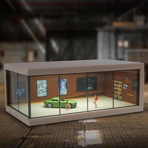 Display Case for Hot Wheels & Matchbox Cars with USB Lights,1/64 Scale Diecast Model Car Storage Car Showroom Scene Diorama Parking Garage (Black) in Kuwait