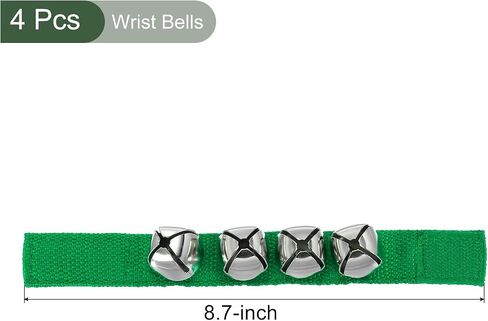 YOKIVE 4 Pack Wrist Bells, Jingle Bells Ankle Bell Percussion Instruments Musical Class Christmas Hand Bells with 4 Bells for Home Party, Green in Saudi Arabia