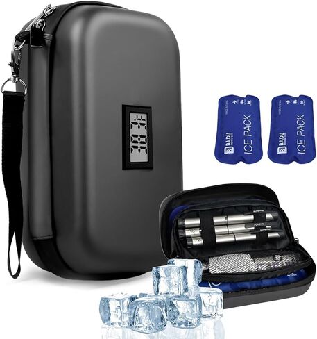 Insulin Cooler Travel Case, Refrigerated Medicine Travel case for Insulin, All-Day Insulin Cooler Travel Case TSA Approved with Real-time Temperature Display in Saudi Arabia