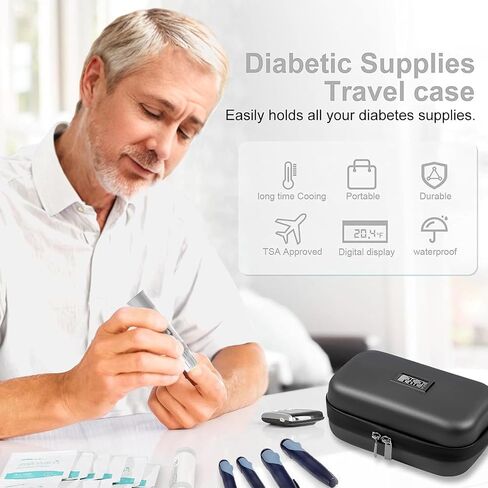 Insulin Cooler Travel Case, Refrigerated Medicine Travel case for Insulin, All-Day Insulin Cooler Travel Case TSA Approved with Real-time Temperature Display in Saudi Arabia