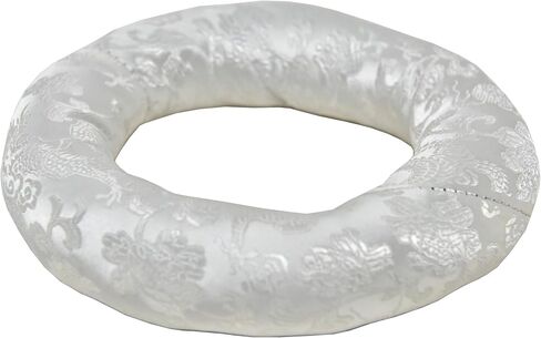 6" Silk Brocade Ring Cushion Pillow for Tibetan and Crystal Singing Bowl~Best for 7"-8" Bowl size (White) in Saudi Arabia